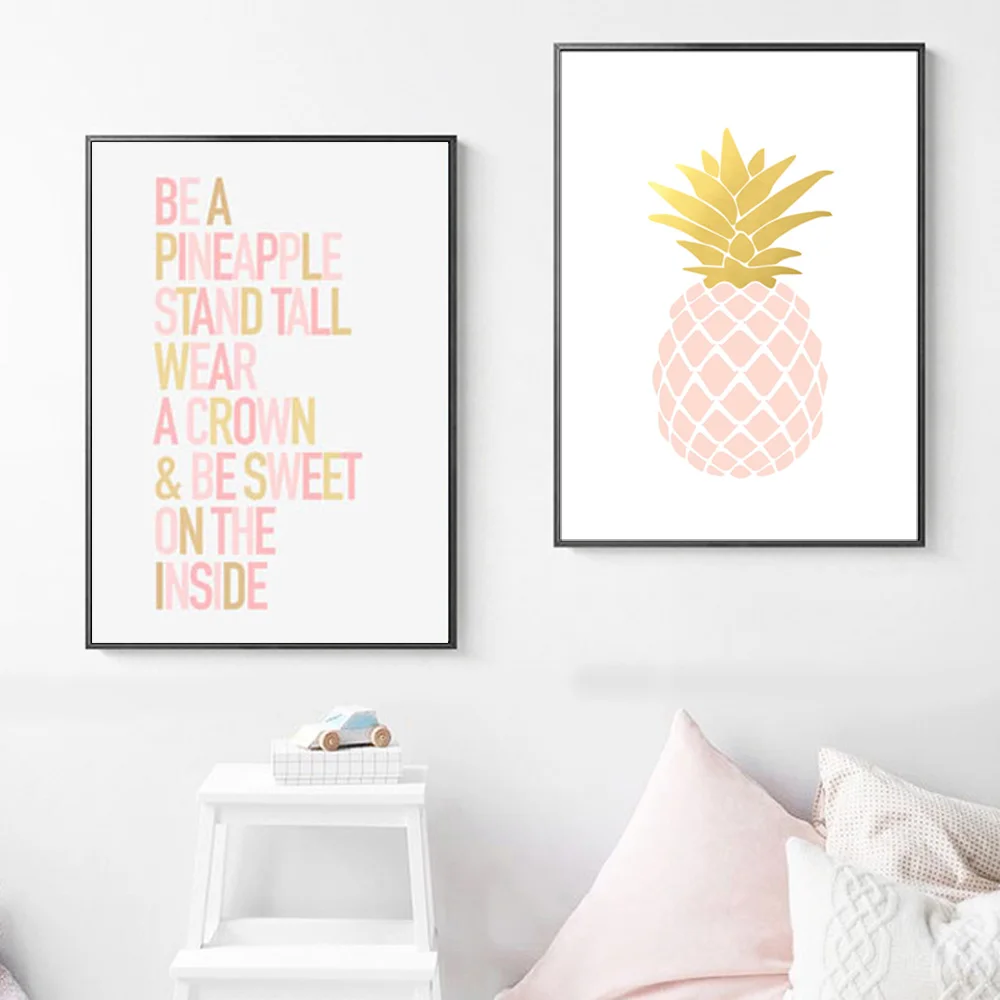 Ананас холст Художественная печать Постер розовый ананас картины для настенные