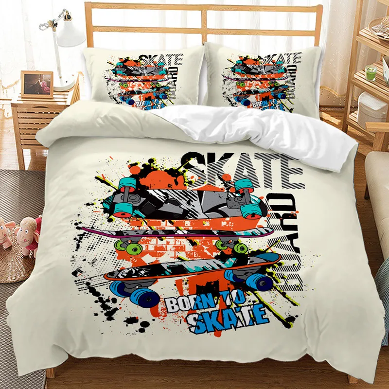 

Skateboard series three-piece duvet cover 3D digital two-piece or three-piece bedding