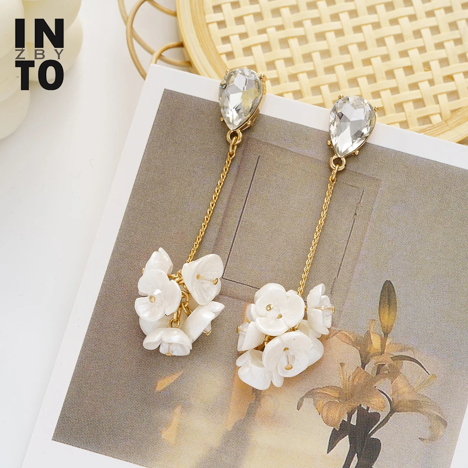 В очаровательные стеклянные серьги капли для женщин Waite акриловый цветок золотой