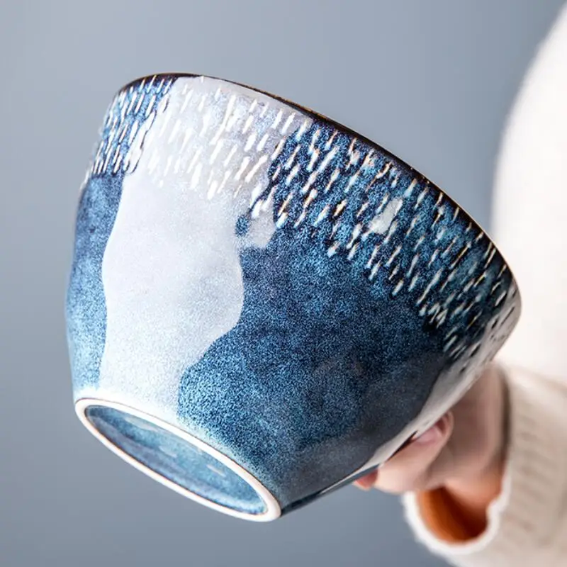 

Creative 6 Inch Bowl Retro Ceramic Noodle Bowl High Bowl Salad Bowl Soup Bowl Large Rice Bowl European Large Bowl