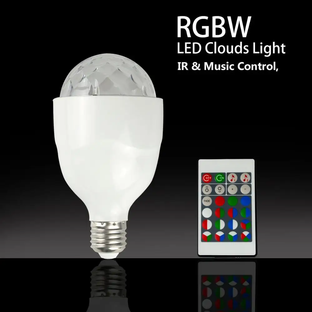 E27 Светодиодный светильник для дискотеки вращающаяся цветная лампа водяной рябь