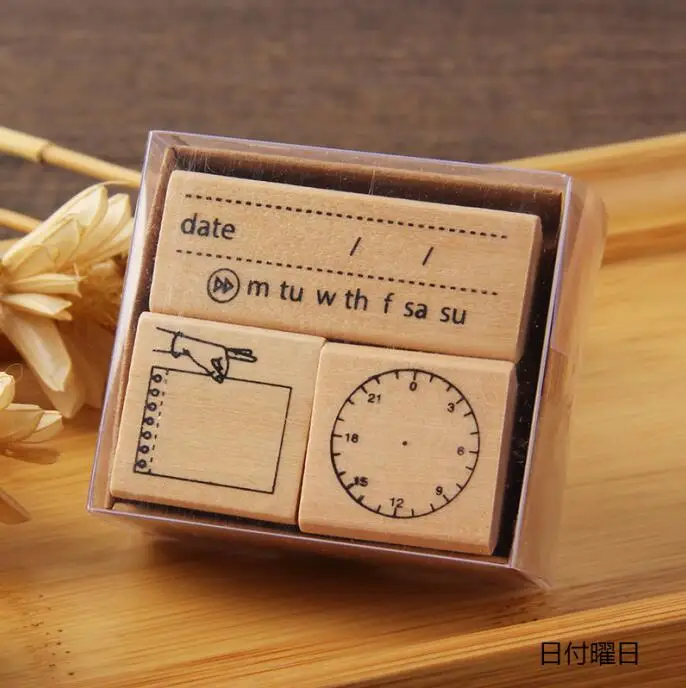 Винтаж погода месяц дни недели и дата планировщик штамп DIY деревянные резиновые штампы для stationery канцелярские принадлежности Скрапбукинг Стандартный штамп - Цвет: E