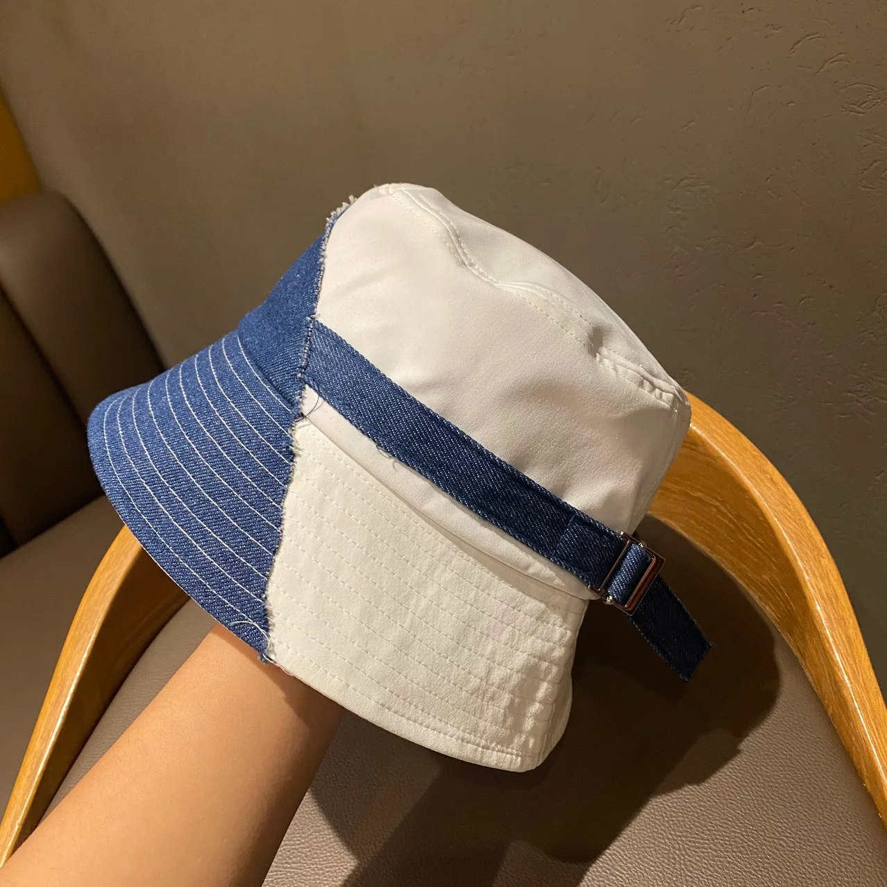 

202101- XX new spring Denim Splicing leisure outdoors lady bucket cap men women fishermen hat