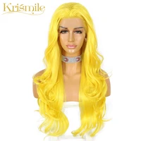 long curly synthetic lace front wigs yellow color for women and girls wigs synthetic hair wig heat resistant fiber daily 26