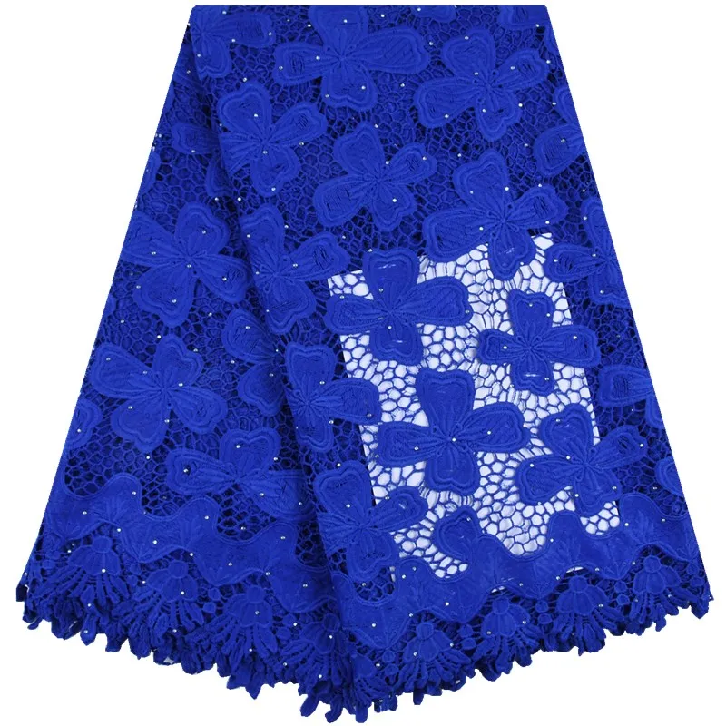 

High Quality Soft African Guipure Cord Laces Hollow Out Clover Water Soluble Cord Lace With Stones For Nigerian Dress Sews F1731