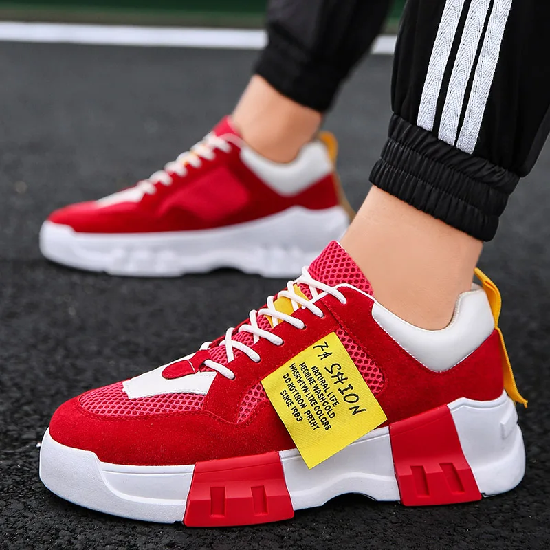 Мужские кроссовки высокого качества красные Нескользящие мужская трендовая