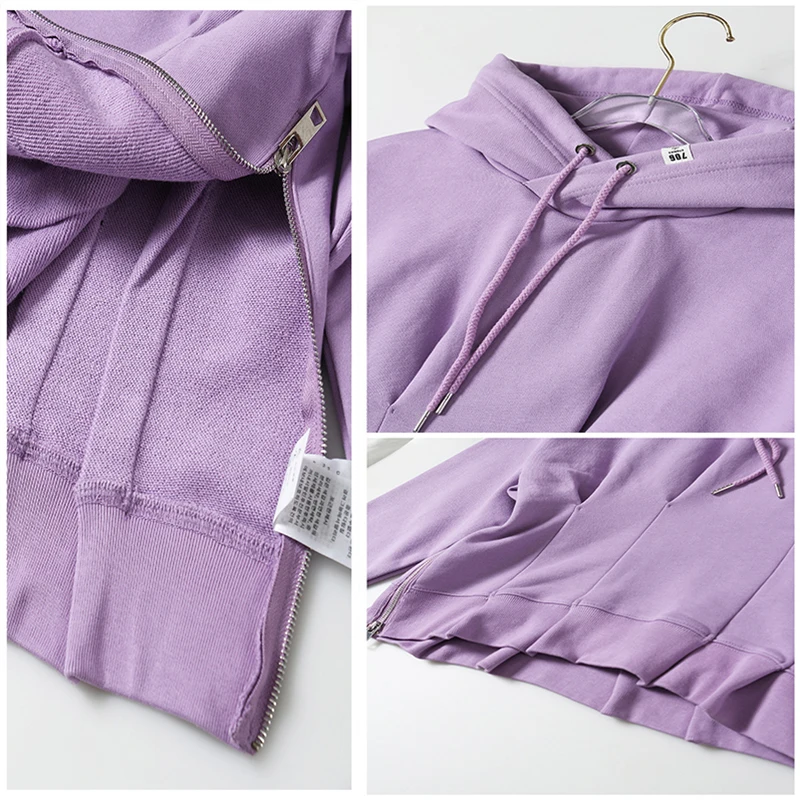 

MENKAY 2021 Spring New Drawstring Tunic Sweatshirt For Women Hooded Collar Long Sleeve Casual Solid Sweatshirts Female Fashion