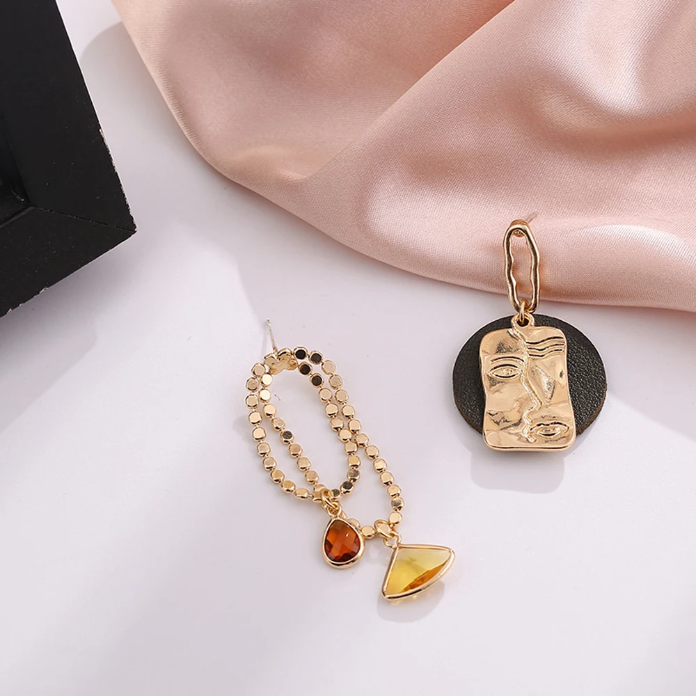 Асимметричные кисточки металлические абстрактные линии контур лица Подвесные