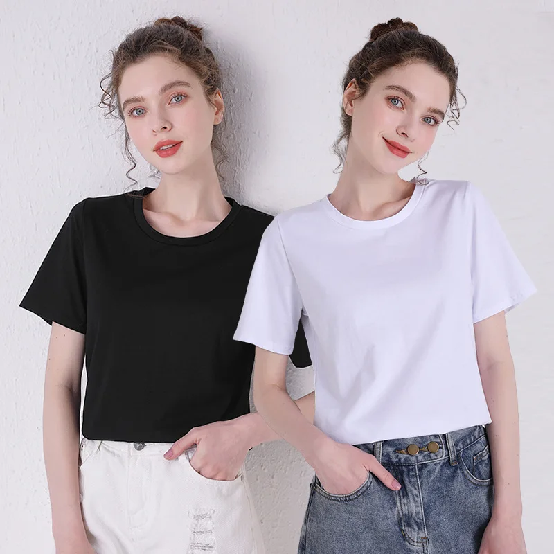 

2021 Summer Casual T-shirts with Short Sleeve Women's Home Clothes Round Neck Loose Solid Color Top Women Clothing
