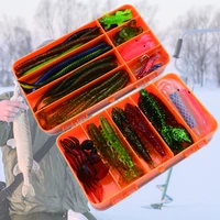 45pcbox soft lure set tube goby lizards worm soft baits shads silicone stick fishing tackle double sided box multiple baits