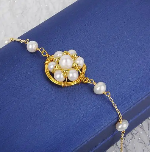 

Ювелирные изделия ручной работы Lucky» из 14-каратного золота впрыска 100% натуральный пресноводный жемчуг браслет для женщин