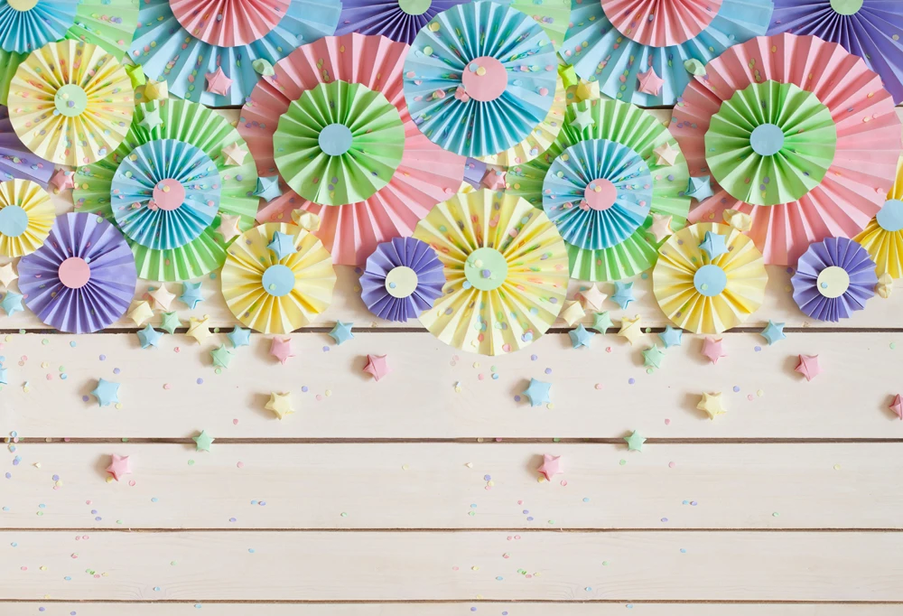 

Photography Backdrop Macaron Colorful Paper Fans Banner Event Portrait Photo Studio Background Baby Newborn Women Photo Posters