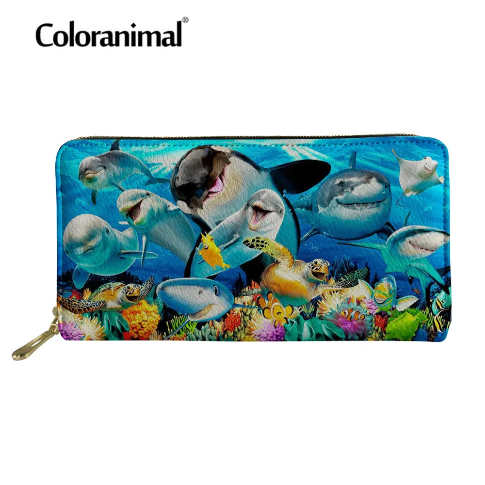 Женский кошелек с милым рисунком дельфина водонепроницаемый Повседневный