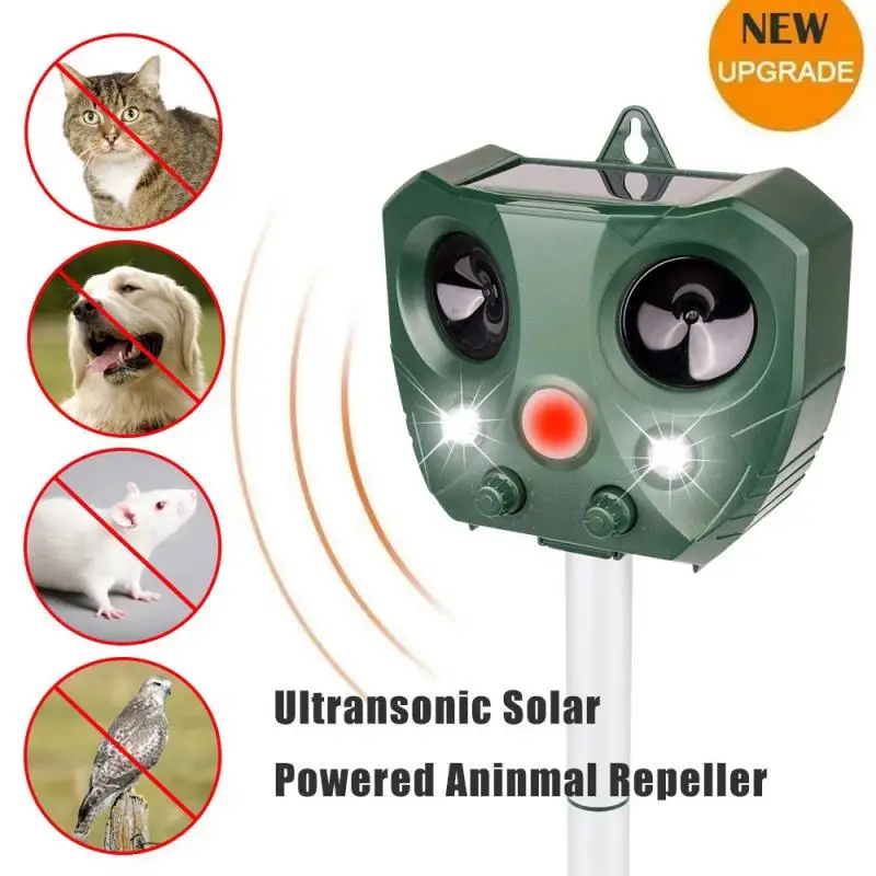 

1Pcs Solar Powered Motion Activated Animal Ultrasonic Cats Dog Repeller Frighten Animals For Outdoor Gardening Sonar Repellents