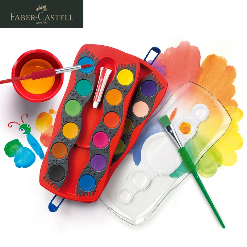 Пигмент/краски для акварели FABER CASTELL 1250 12/21/24 цветов с кисточкой Креативные