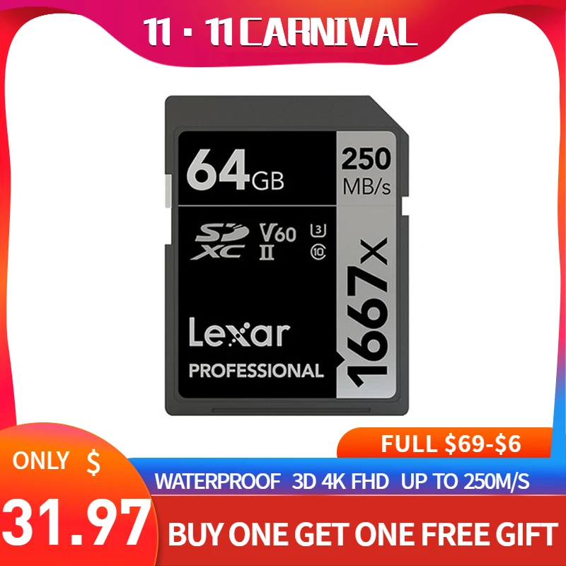 Lexar 1667X SD Card 64GB 128GB 256GB Cartao De Memoria Class 10 Karty Tablet Carte Memoire for Mini Pc Usb Hub Monitor Camera