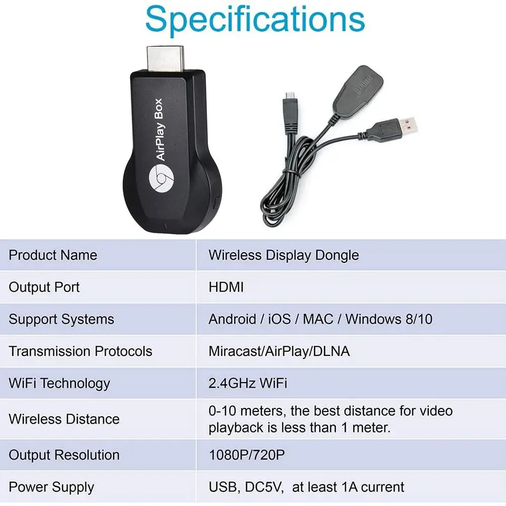 ТВ адаптер M9 plus приемник для Airplay медиа стример Wi Fi дисплей HDMI совместимый iOS