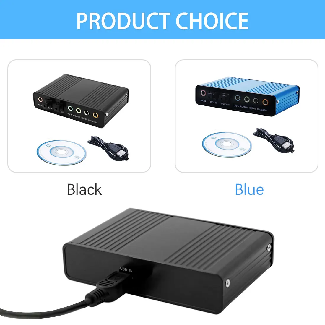 

Professional USB Sound Card 6-Channel 5.1 Optical External Audio Card Converter CM6206 Laptop PC Chipset