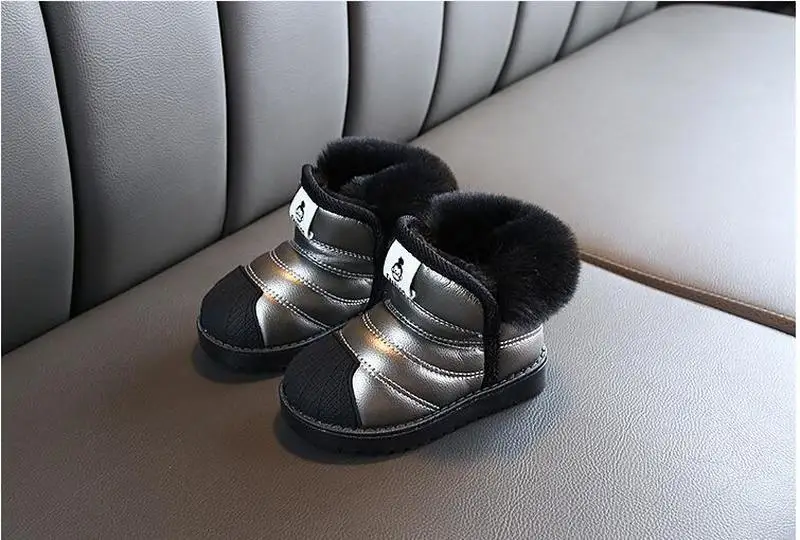 Детская зимняя обувь для мальчиков и девочек Теплая плюшевая мягкая подошва