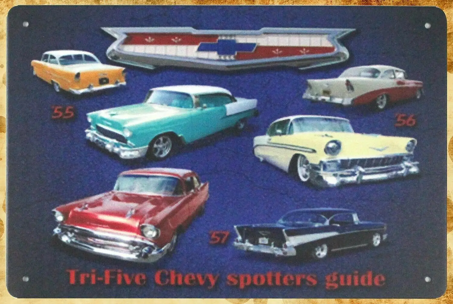 

wall art metal signs Tri-Five chevy spotters guide vehicle tin