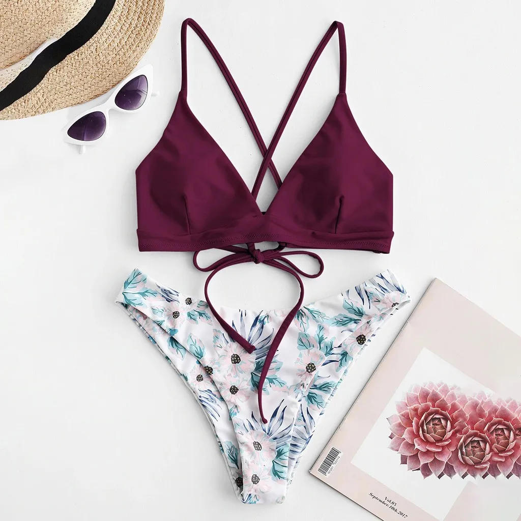 Женский сексуальный купальник-бикини 2020 купальный костюм в стиле пэчворк с