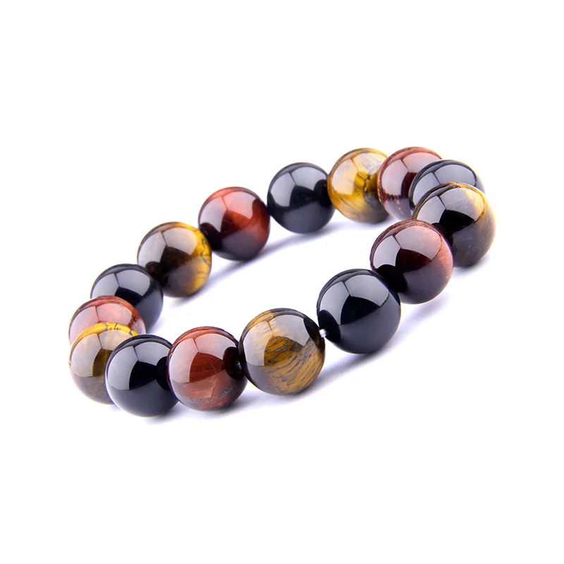 

Men Bracelets Natural 12 mm Polished Yellow/Red Tiger Eye Stone Beads Bracelet For Homme Buddhism Banlance Energy Yoga Jewelry