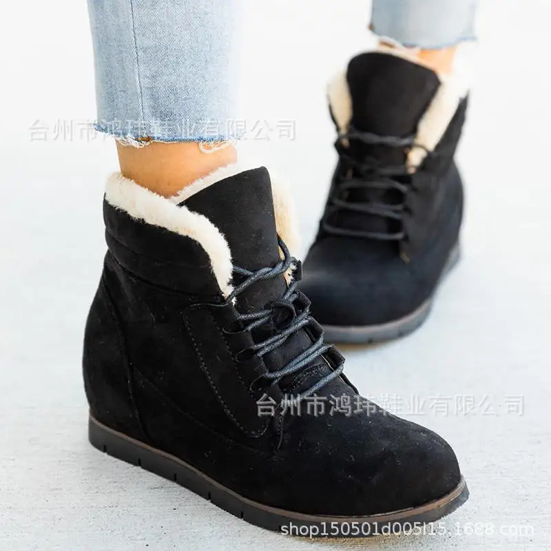 

Women's winter snow boots warm flat-bottomed large size thick-soled lace-up ladies shoes women's shoes ankle boots women's trend