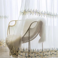 white tulle curtains with embroidery for bedroom livingroom sheer voile blinds curtain for kitchen home decor