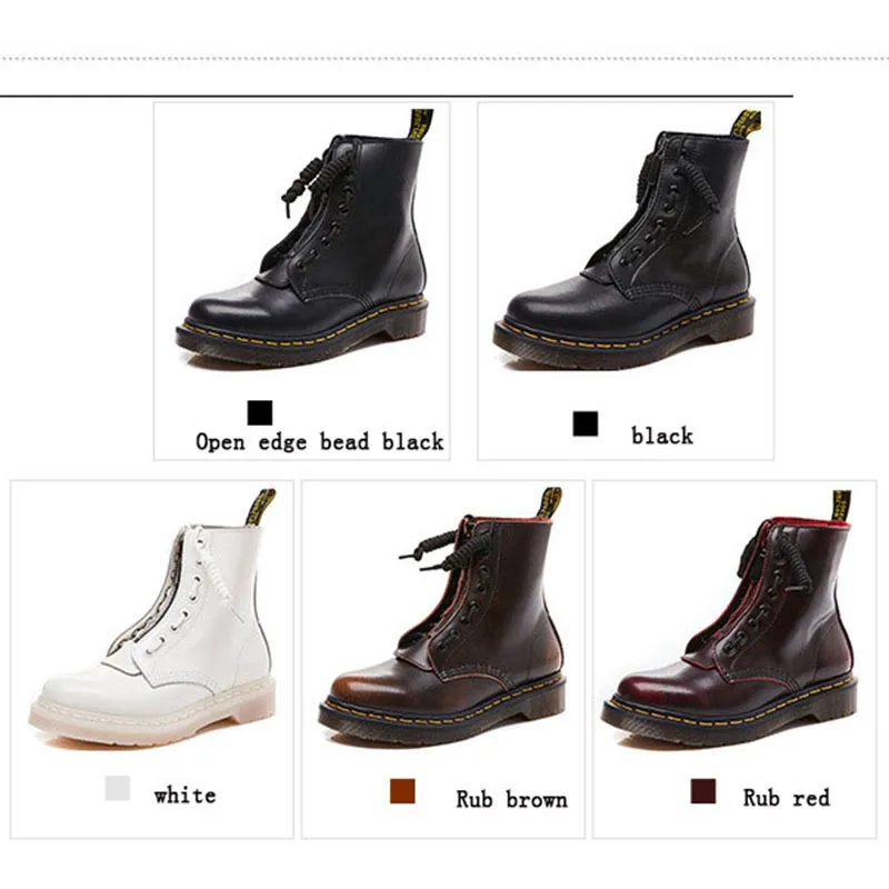 

Women boots 2020 leather low-heeled British Martin boots mid-tube men women couple leather short boots female motorcycle boots