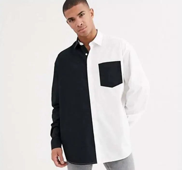 

S-6XL 2020 новая мужская одежда GD стилист волос модные черно-белые симметричный Повседневная комбинированная рубашка размера плюс костюмы