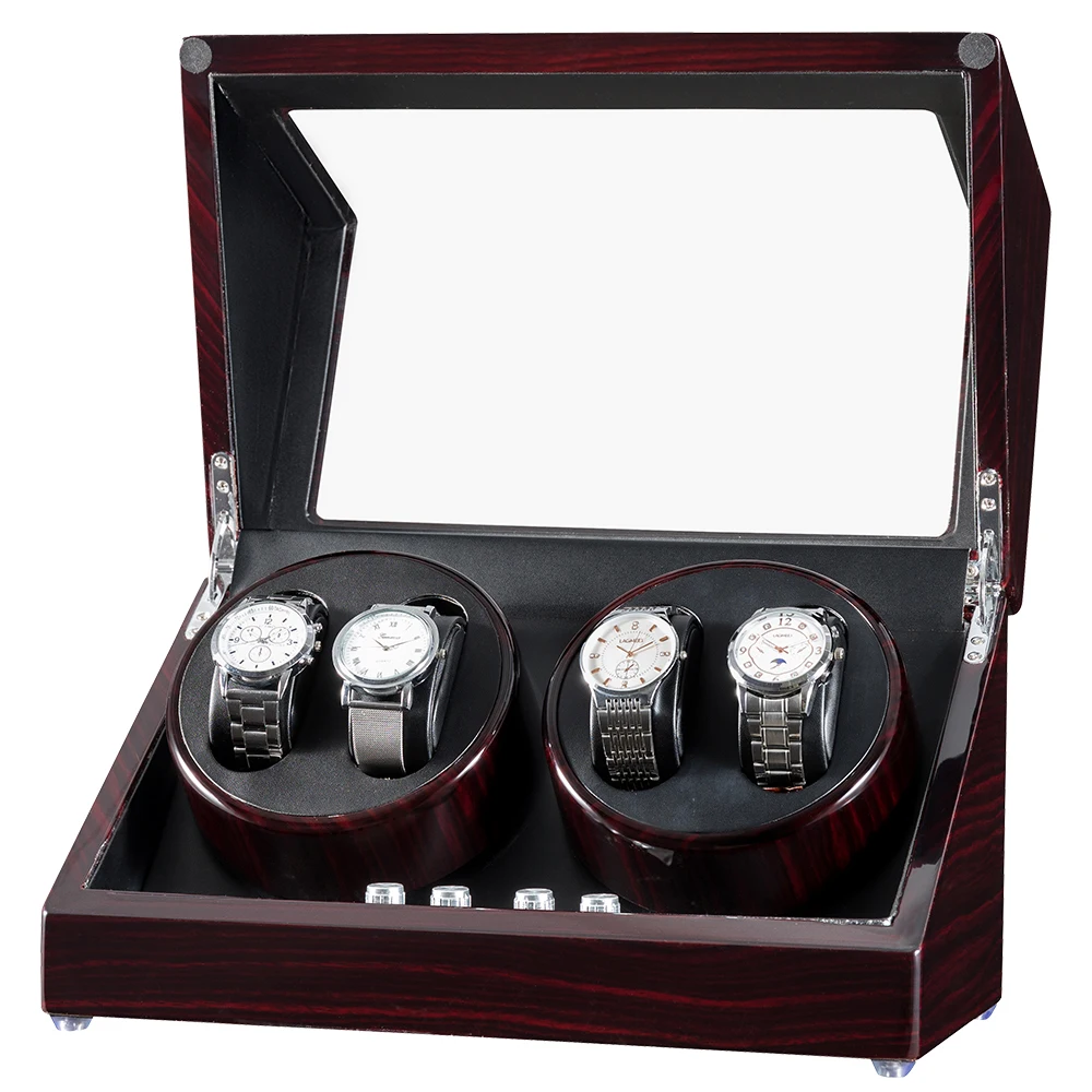 JQUEEN Ebony автоматический Quad 4 + 0 Часы моталки с двойным тихим Mabuchi двигатели 10
