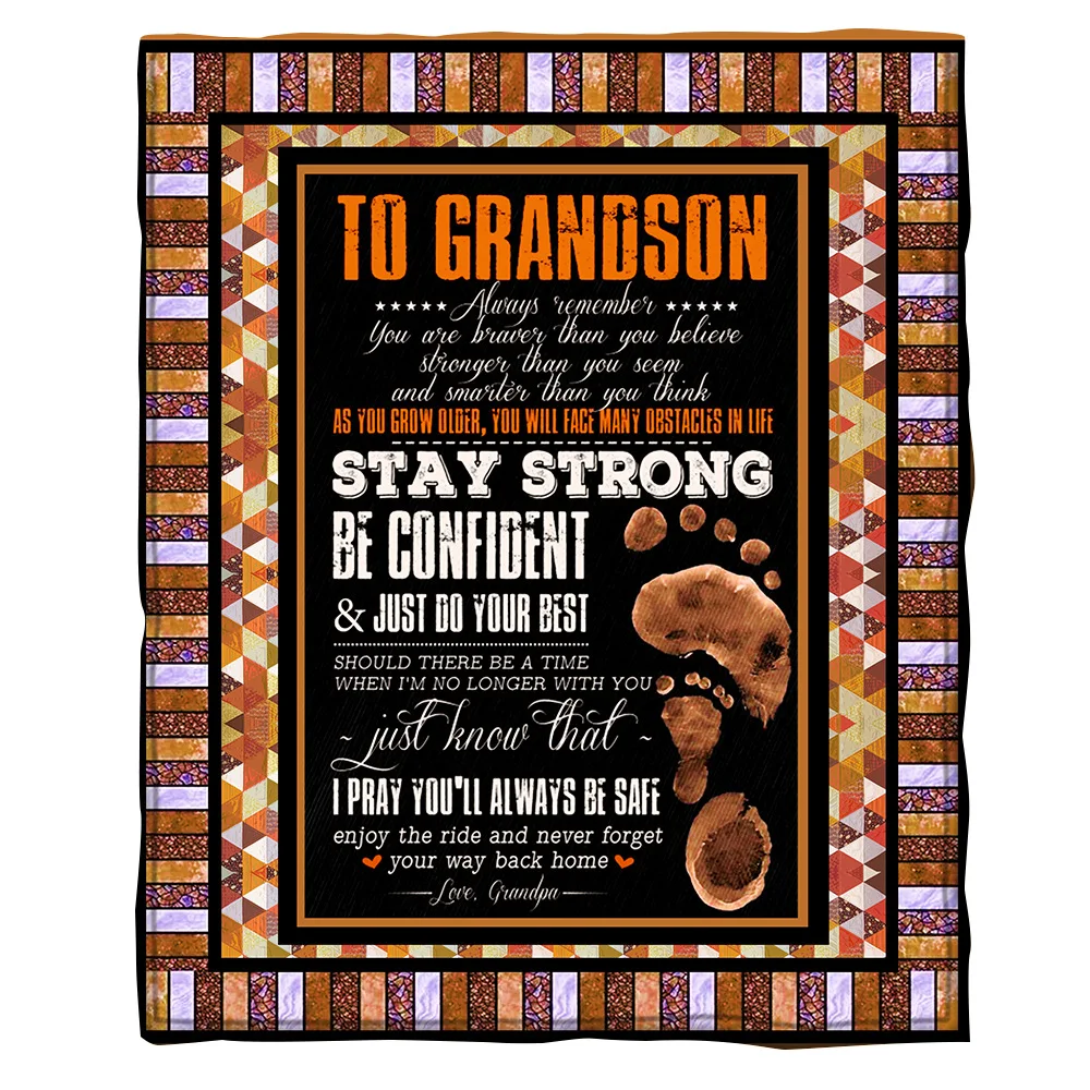 

To My Grandson 3d printed fleece blanket for Beds Hiking Picnic Thick Quilt Fashionable Bedspread Sherpa Throw Blanket