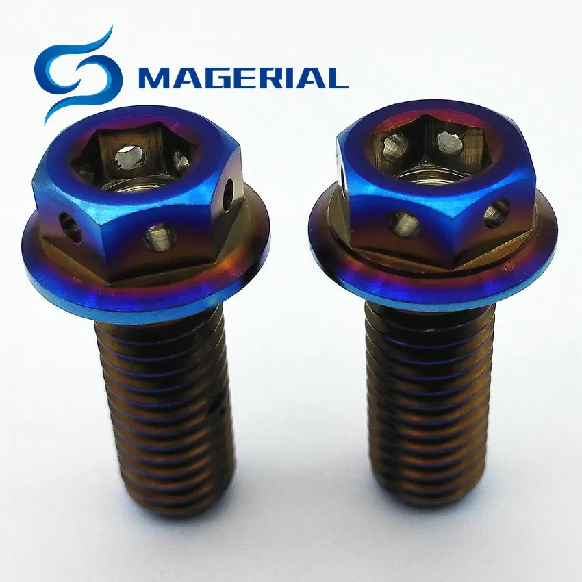 M10 и M8 мотоциклетный дисковый тормоз Ti Болт титановые болты DIY сгоревший синий цвет шестигранные винты с фланцевой головкой Ti Упаковка застежек 6