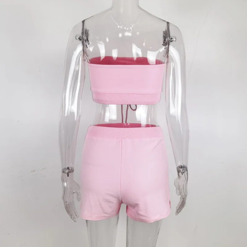 Женский летний комплект из 2 предметов укороченный Топ без бретелек и шорты