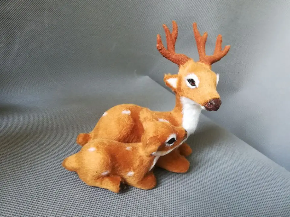 

Имитация оленя из пластика и меха sika deers,11x12 см в положении лежа оленя папа и ребенка жесткая модель, домашнее настольное украшение, игрушка в...