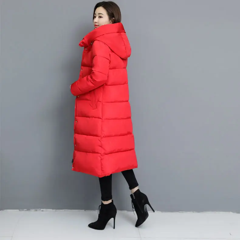 

women winter bubble coats down long padded clothes solid color black jacket puffer warm thick winter parkas slim over knee
