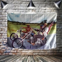 easy rider colorful motorcyclist poster flag freedom banner canvas painting home decoration hanging flag 4 gromments in corners