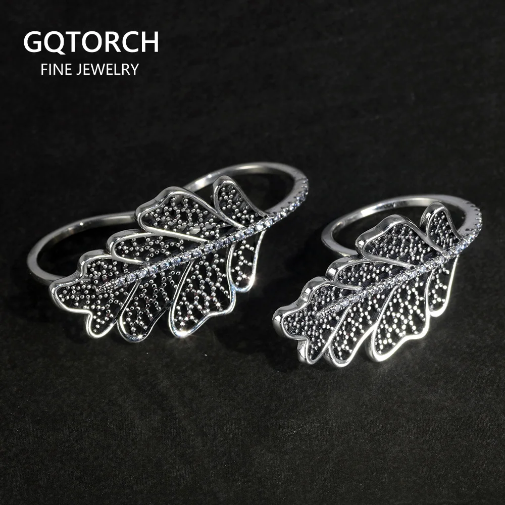 Женское кольцо из стерлингового серебра 925 пробы с двумя пальцами большие кольца