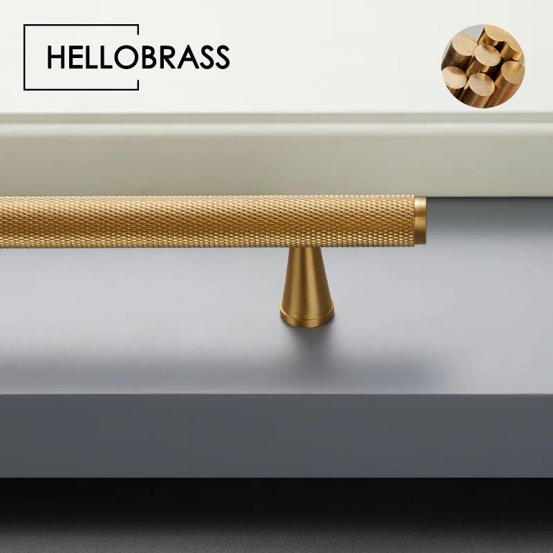 Накатанная прямая латунная мебель ручки для шкафа Золотой роскошный современный