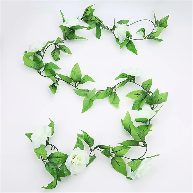 

Green Silk Artificial Hanging Leaf Garland Plants Vine Leaves Flower Diy For Home Wedding Party Garden Decoration Outdoor