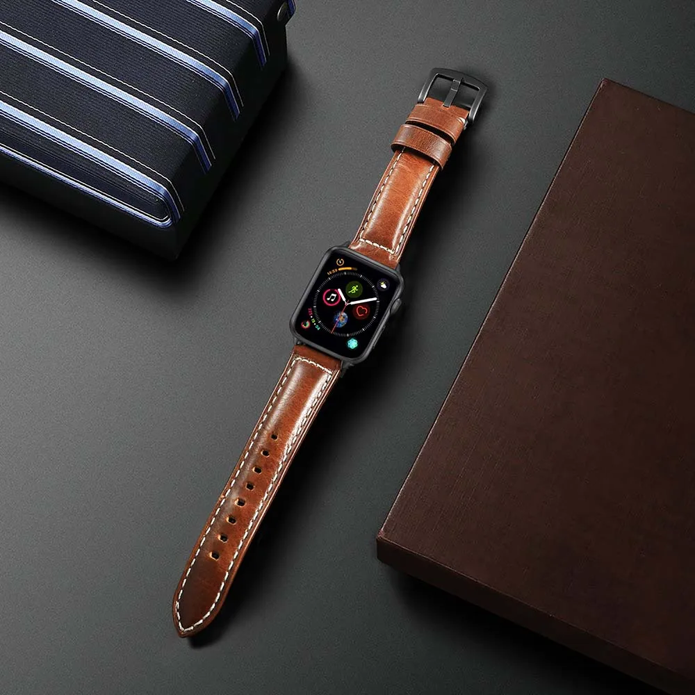 Ремешок итальянский из натуральной кожи для iWatch Apple Watch SE 38 мм 40 42 44 серия 6 5 4 3 2