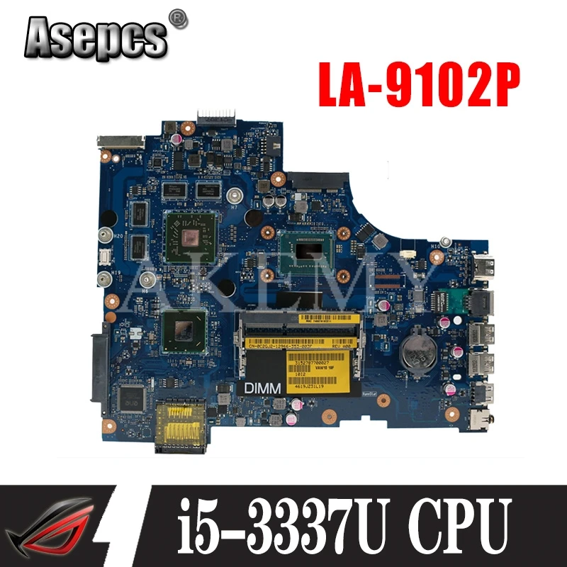 

CN-0C2GJ2 0C2GJ2 C2GJ2 For DELL INSPIRON 3721 5721 laptop motherboard VAW11 LA-9102P REV:1.0(A00) I5-3337U mainboard