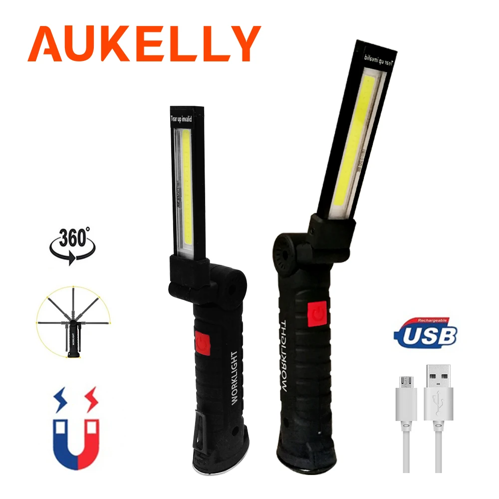 

COB LED Flashlight Magnet workshop torch Garage Inspection Work Light Handy Portable Lantern USB Rechargeable mechanical Lamp