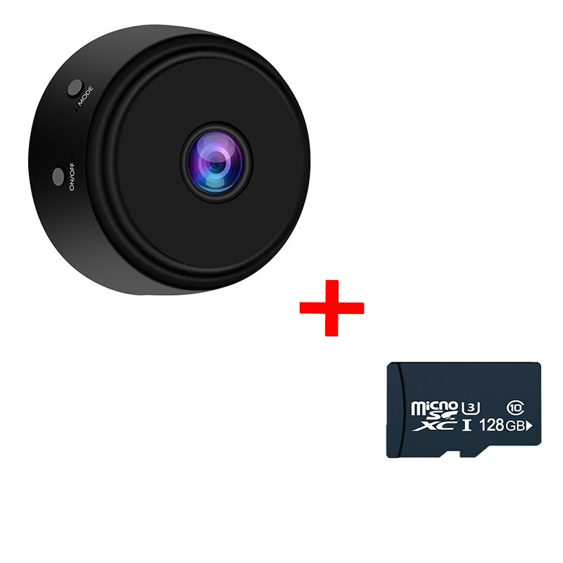 black and 128g card Wifi мини-камера HD 1080P микро видеокамера широкоугольный объектив инфракрасное ночное видение сеть умный мониторинг Домашняя безопасность - Цвет: black and 128g card