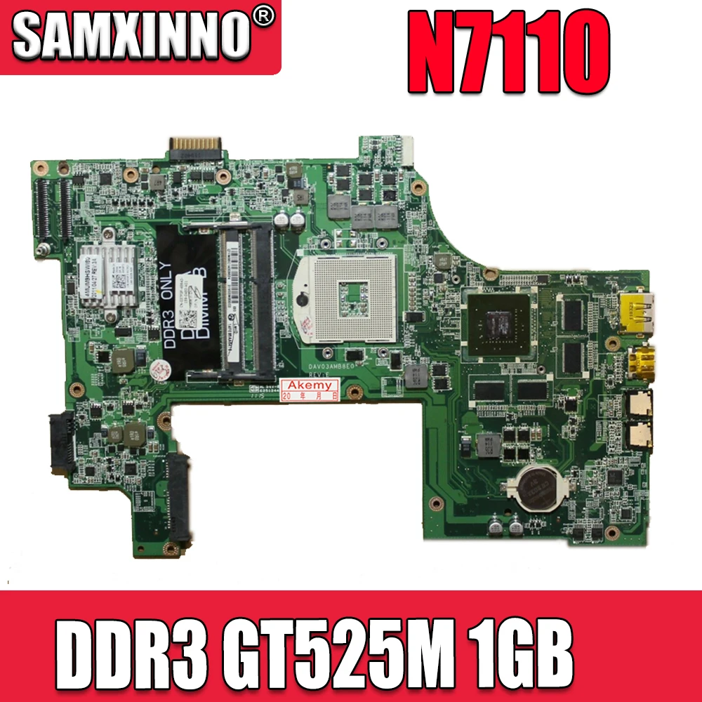 

SAMXINNO For Dell Inspiron 17R N7110 Laptop Motherboard DAV03AMB8E0 CN-037F3F 037F3F 37F3F HM67 DDR3 GT525M 1GB