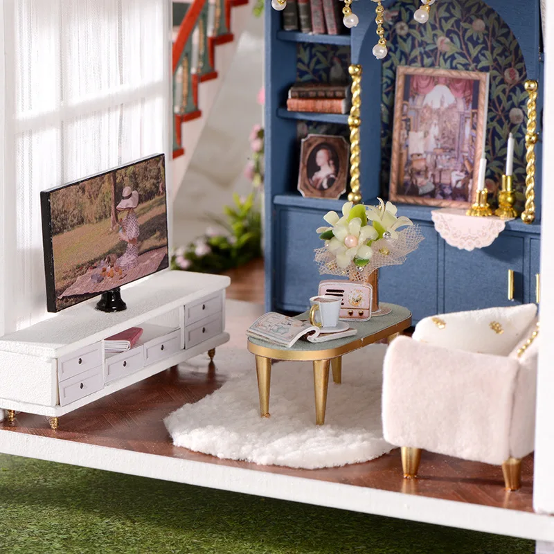 new diy big monet garden doll house wooden model miniature building furniture miniature action figure 3d manual toy for children free global shipping