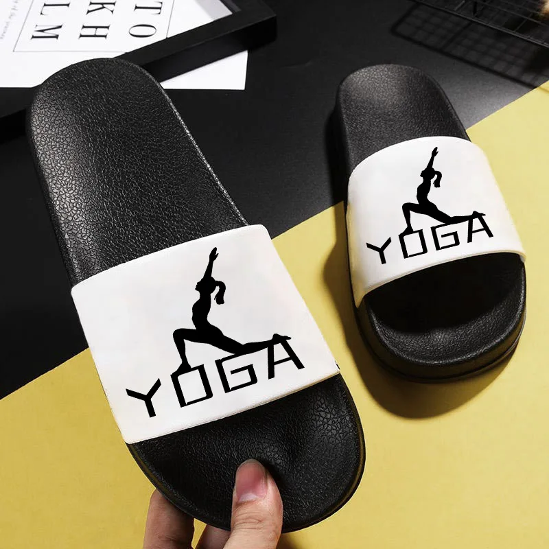 

2021 Women Slippers Indoor Flat Shoes Woman Casual Flip Flops Female Non-slip Home Slipper Yoga letters Slides Sandals For Women