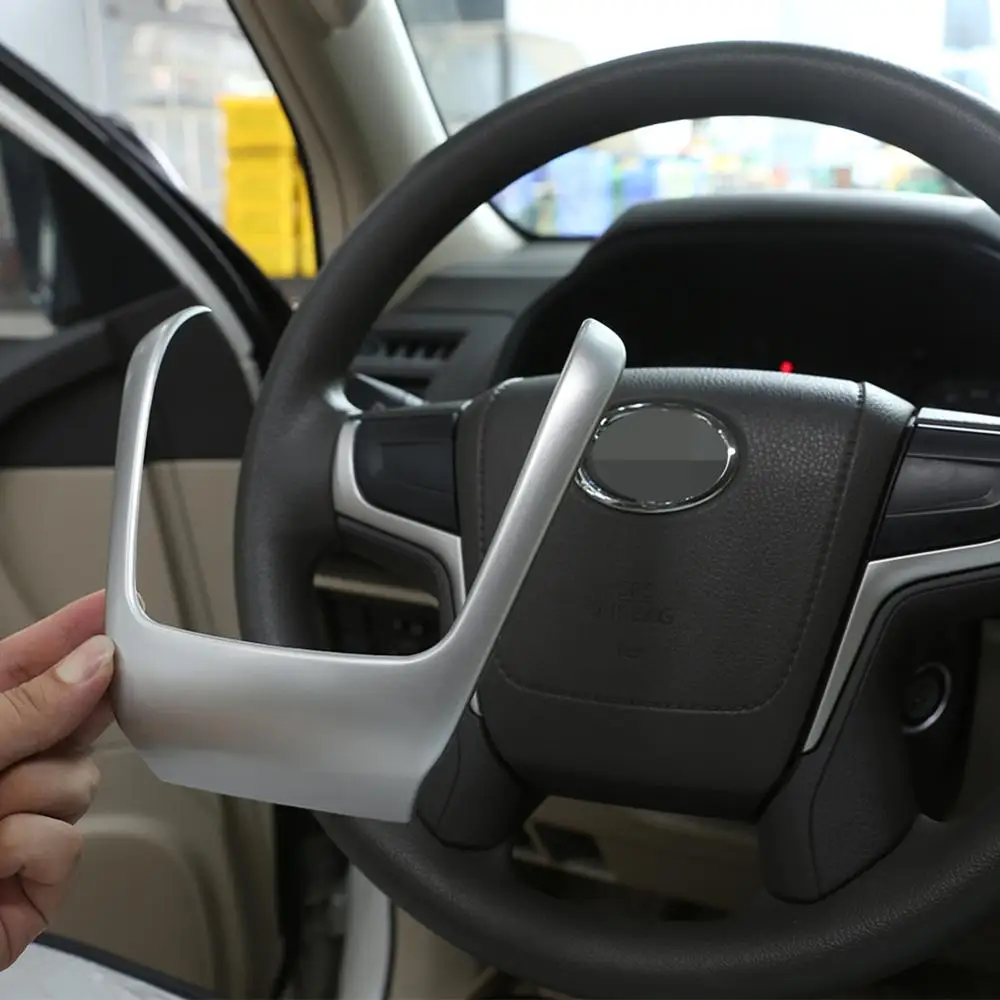 Серебристые ABS пластиковые наклейки для украшения руля полосы Toyota Land Cruiser Prado FJ150