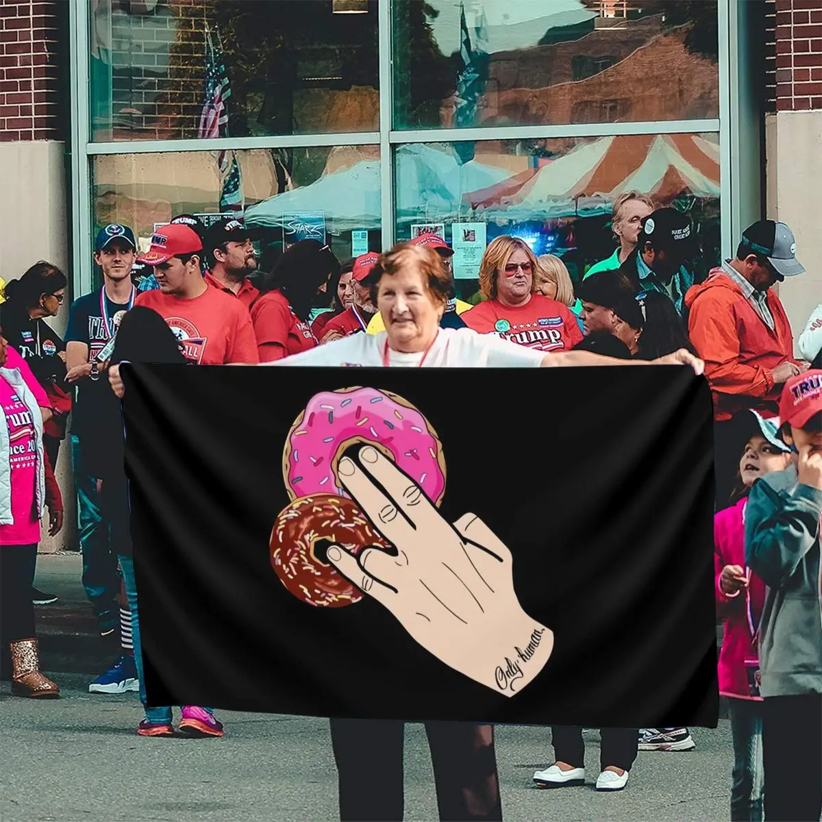 

Shocker Two In The Pinky One In The Stink Donuts Version Flag