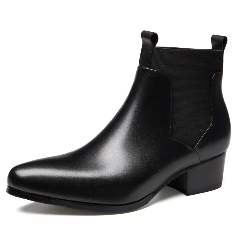 Ботинки Челси мужские на высоком каблуке Модные Винтажные из воловьей кожи